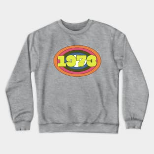 Yellow 1973 Year Rainbow Ellipse Vintage Typography Crewneck Sweatshirt